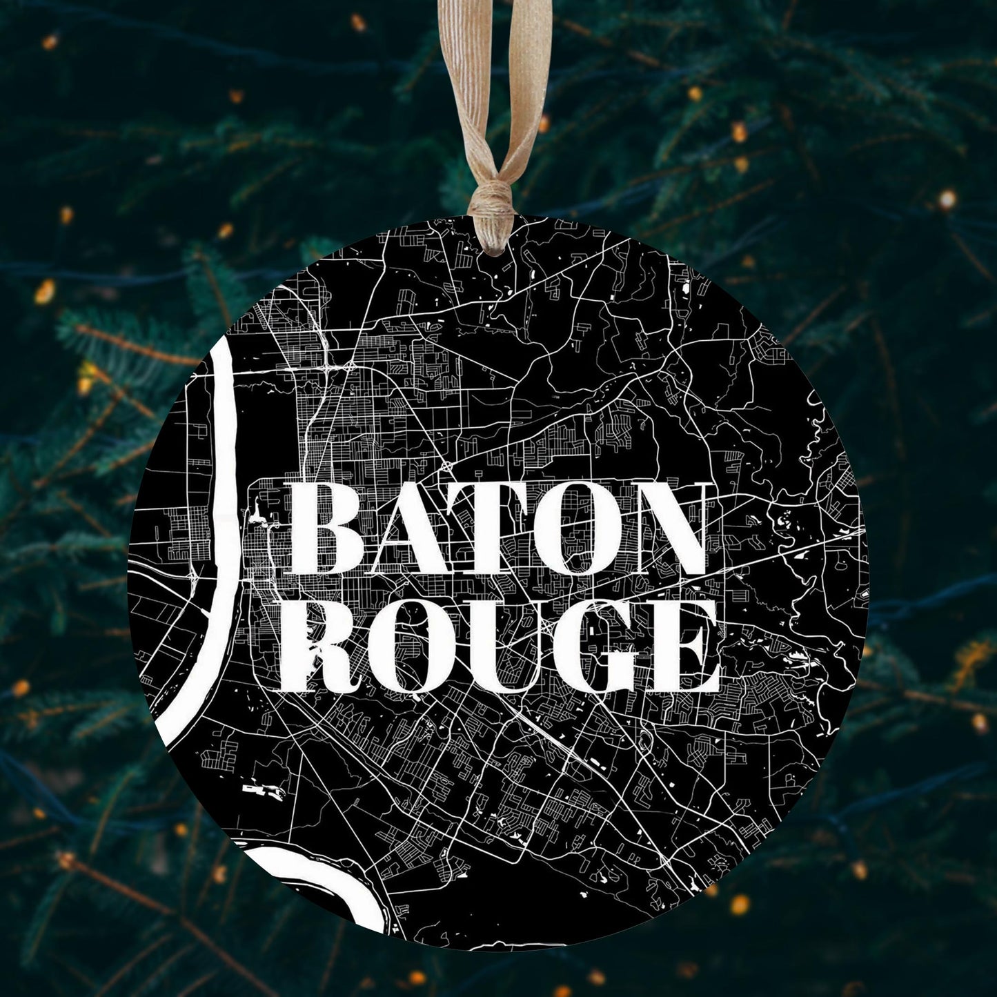 Minimalistic Baton Rouge Black Map | Wood Ornament | Eaches | Min 1