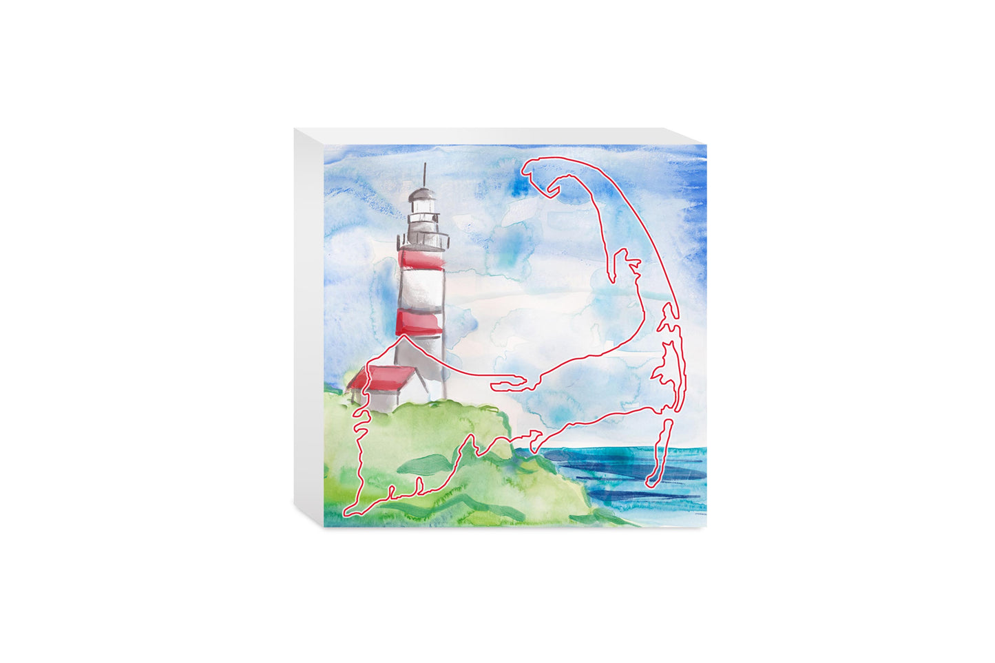 Watercolor Lighthouse | Wood Block | Eaches | Min 4