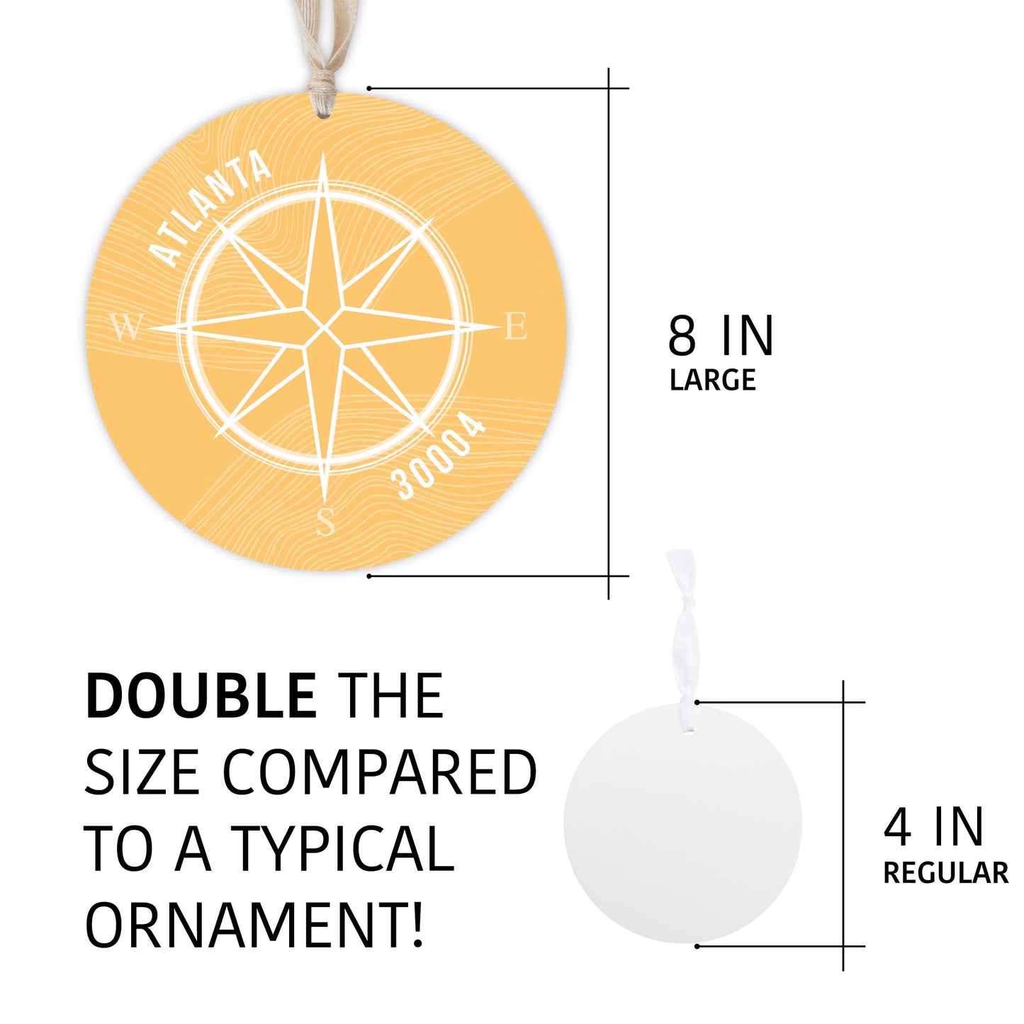 Boho Color Compass Zip On Yellow Georgia Atlanta | Wood Ornament | Eaches | Min 1