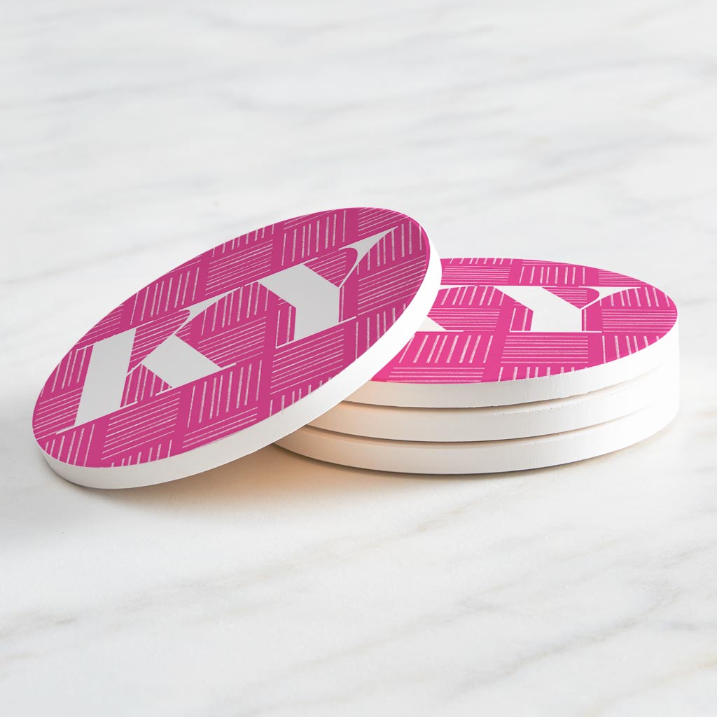 Bright Modern Abbreviated On Pink Kentucky| Absorbent Coasters | Set of 4 | Min 2