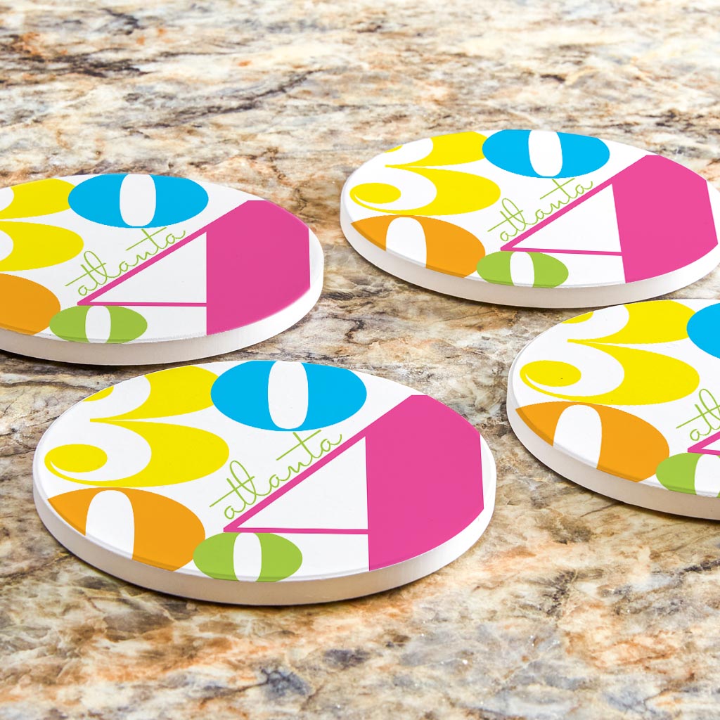 Bright Modern Color Block City Zip Georgia Atlanta | Absorbent Coasters | Set of 4 | Min 2