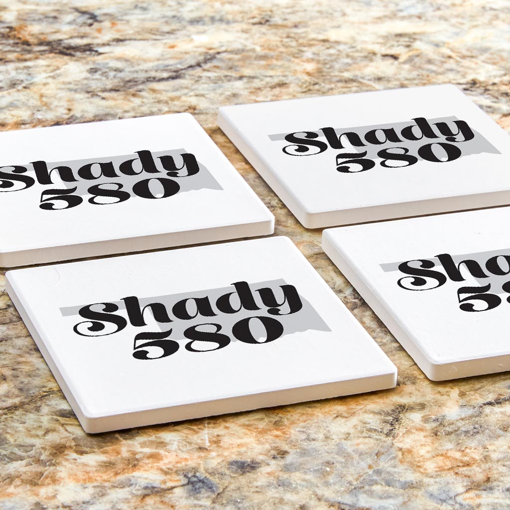 Minimalistic B&W Ardmore Ok Shady 580 White | Absorbent Coasters | Set of 4 | Min 2