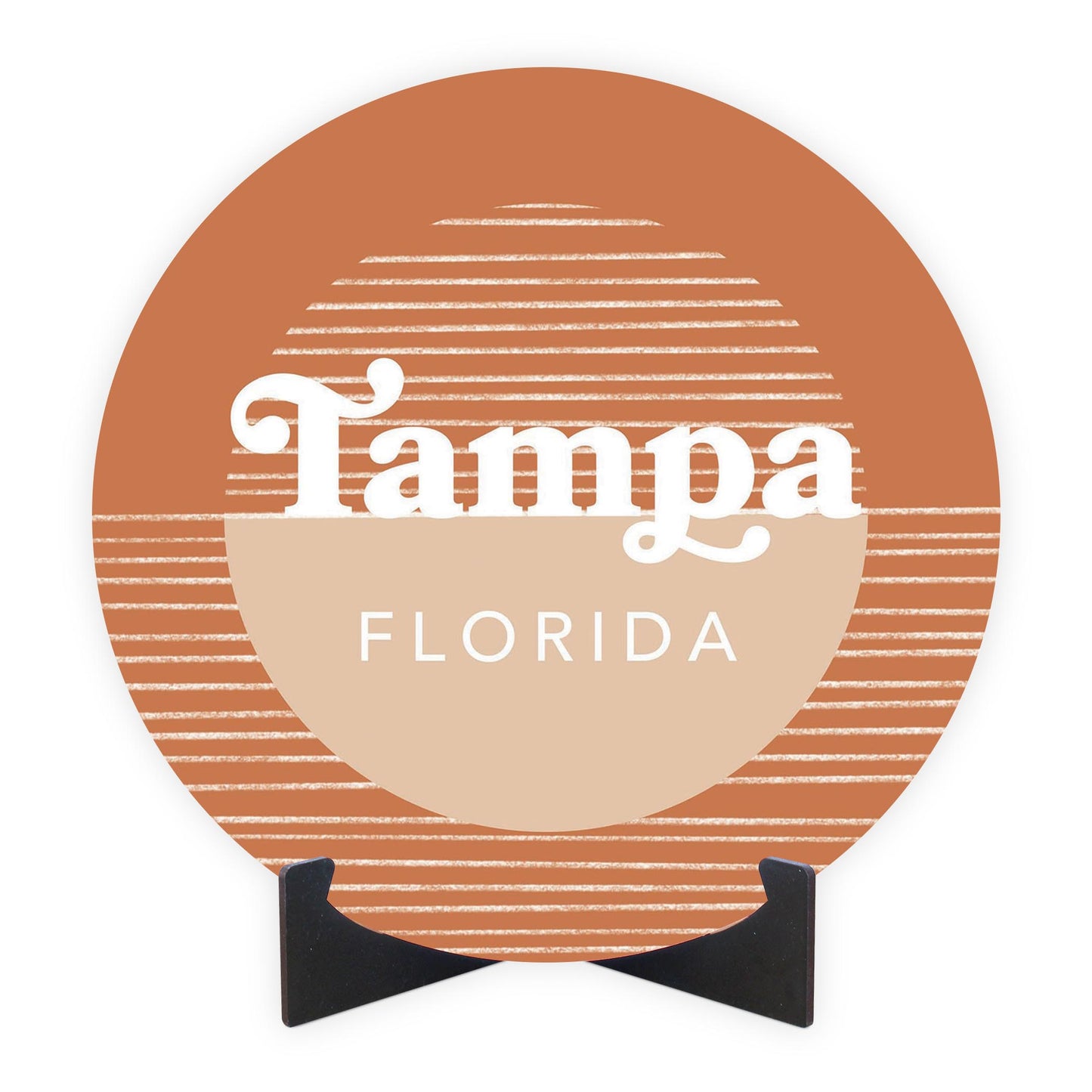 Vintage Groove Half Circle Lines Florida Tampa | Wood Sign | Eaches | Min 1