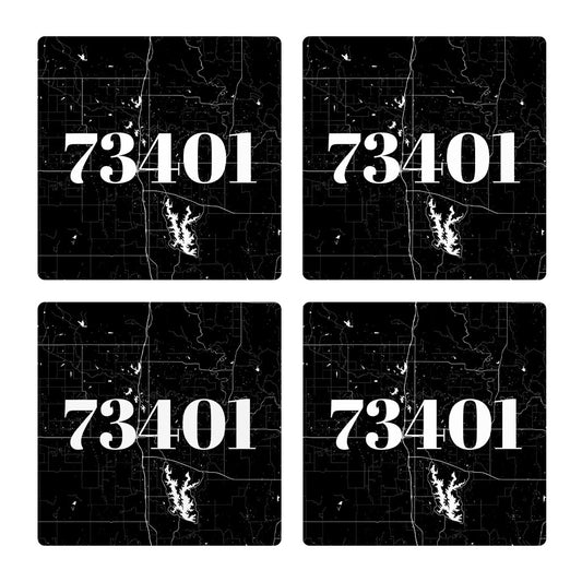 Minimalistic B&W Ardmore Ok 73401 Map | Absorbent Coasters | Set of 4 | Min 2