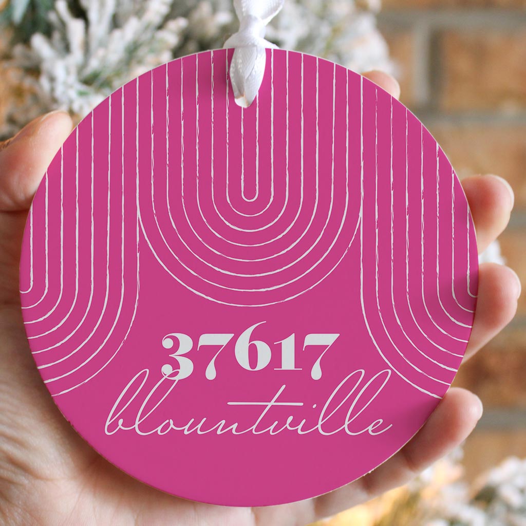 Bright Modern City Zip On Pink Tennessee Blountville | Wood Ornament | Eaches | Min 6