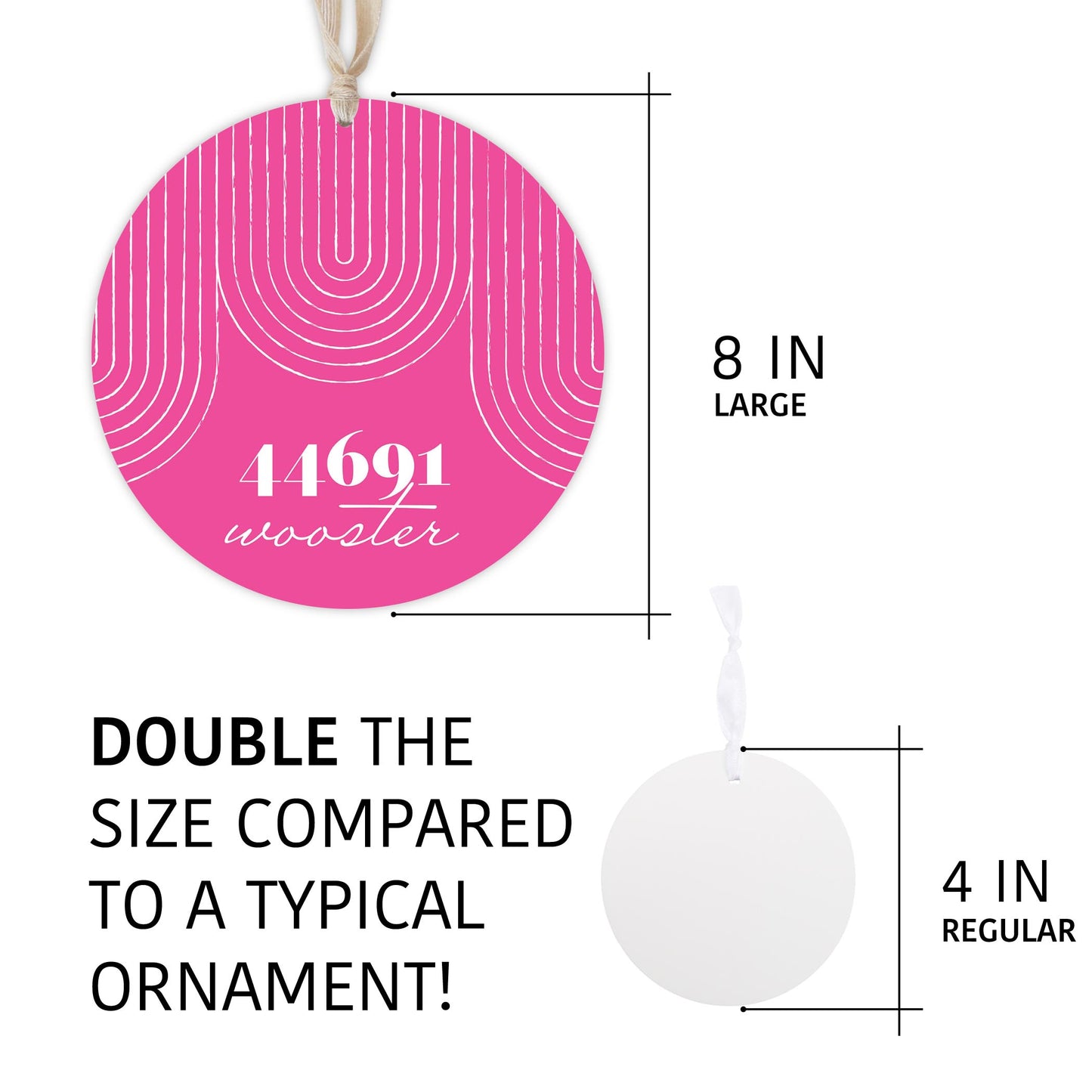 Bright Modern City Zip On Pink Ohio Wooster | Wood Ornament | Eaches | Min 1