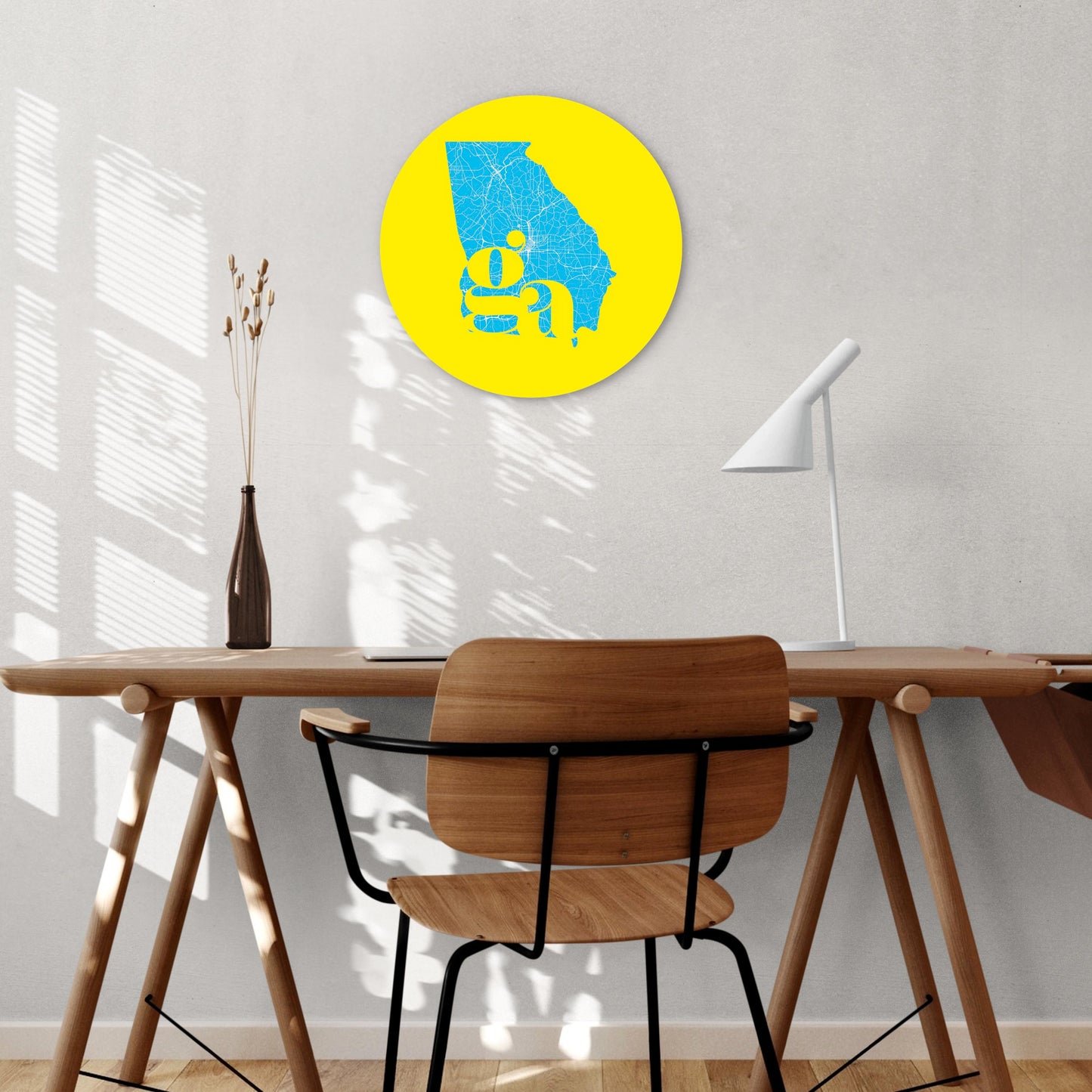 Bright Modern Abbreviated State Yellow Georgia | Wood Sign | Eaches | Min 1