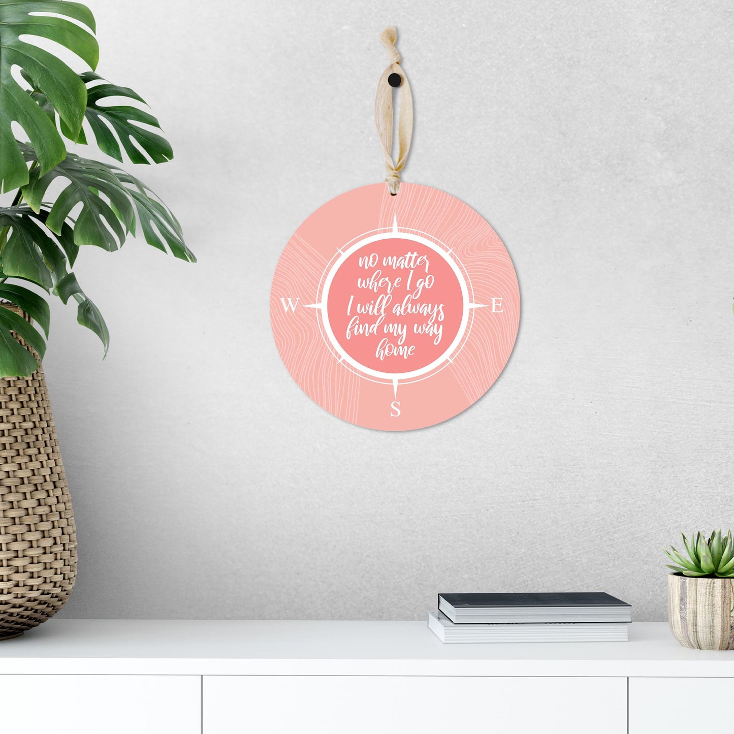 Boho Color Compass On Pink Quote | Wood Ornament | Eaches | Min 1