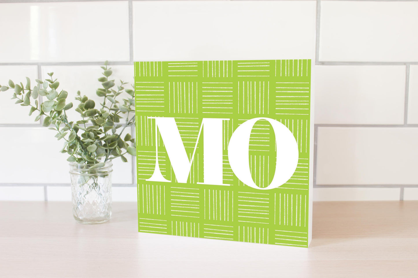 Bright Modern Abbreviated On Green Missouri | Wood Block | Eaches | Min 2