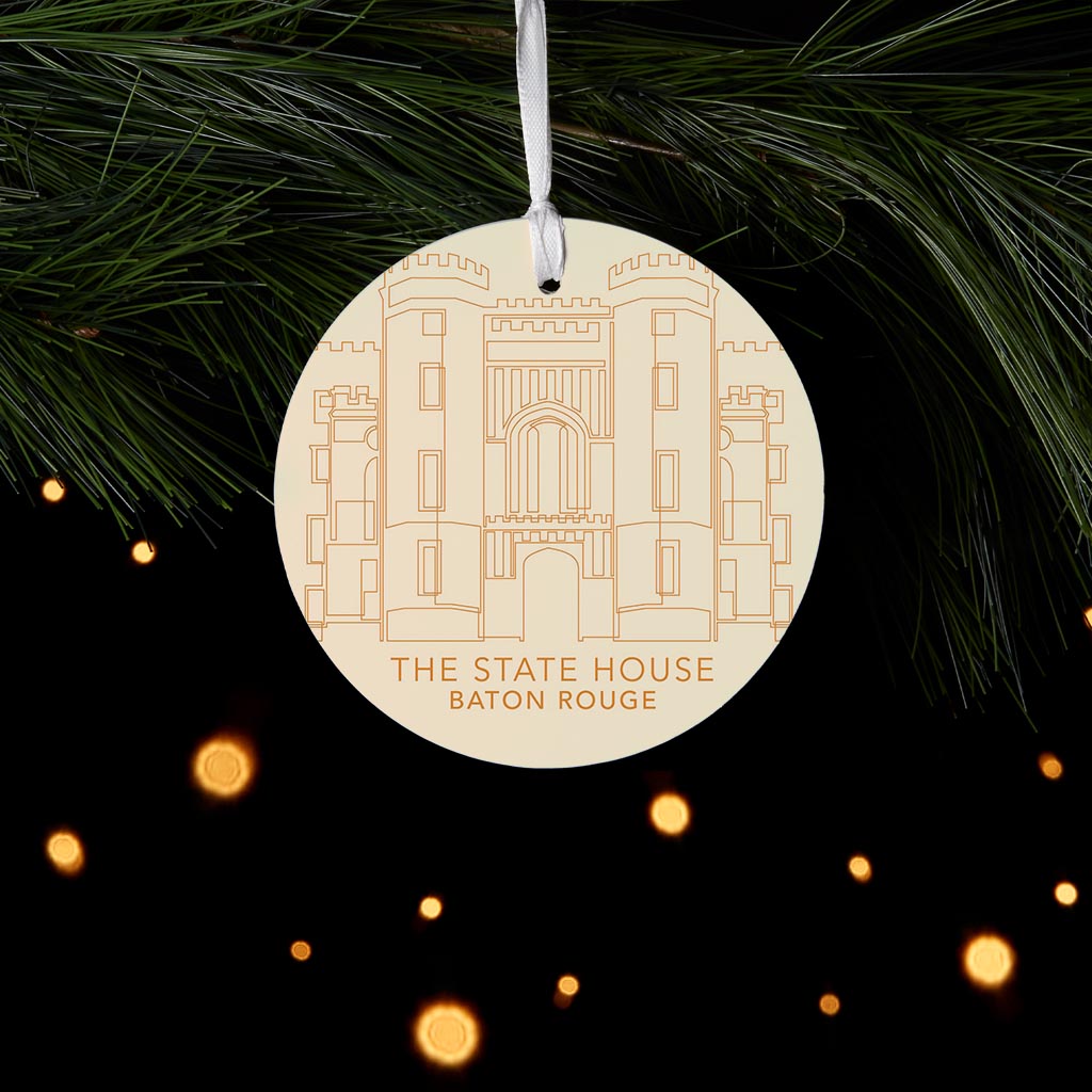 Minimalistic Baton Rouge State House Colorful | Wood Ornament | Eaches | Min 6