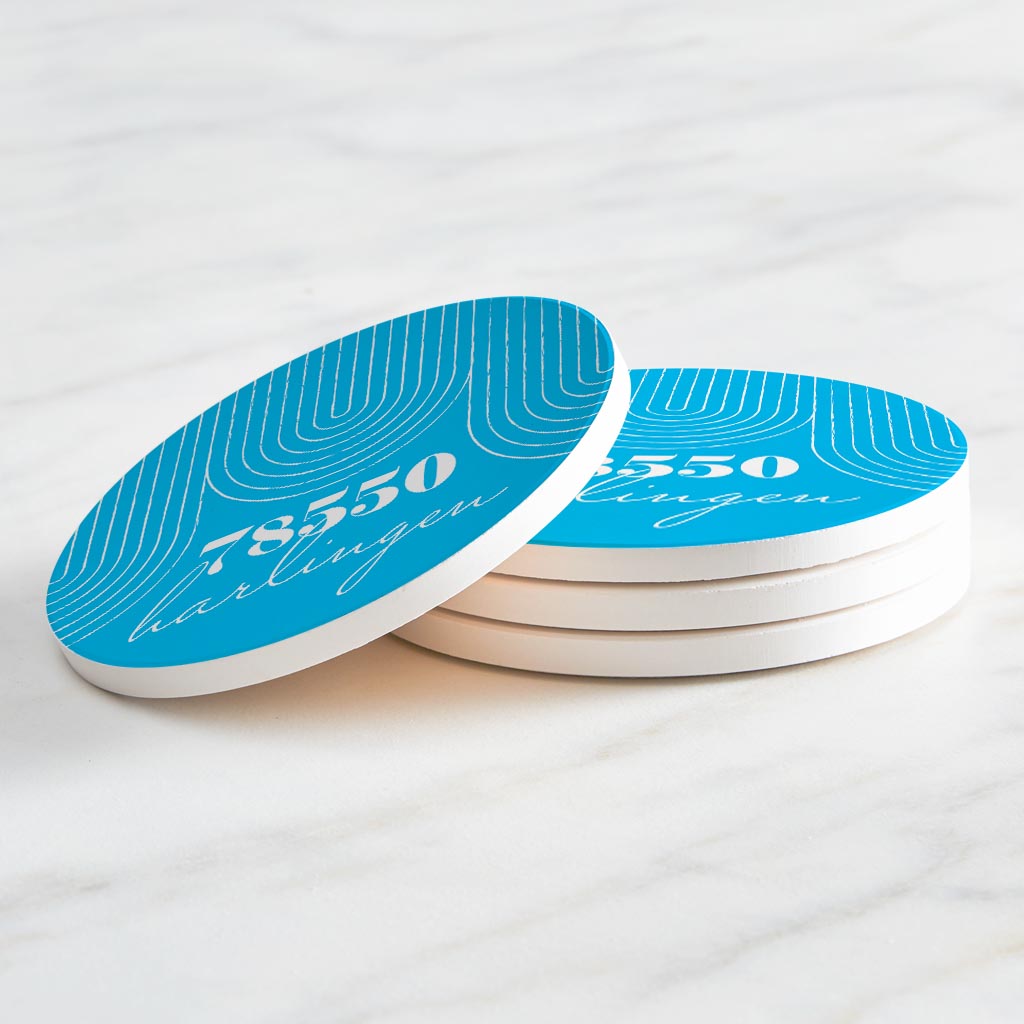 Bright Modern City Zip On Teal Texas Harlingen | Absorbent Coasters | Set of 4 | Min 2