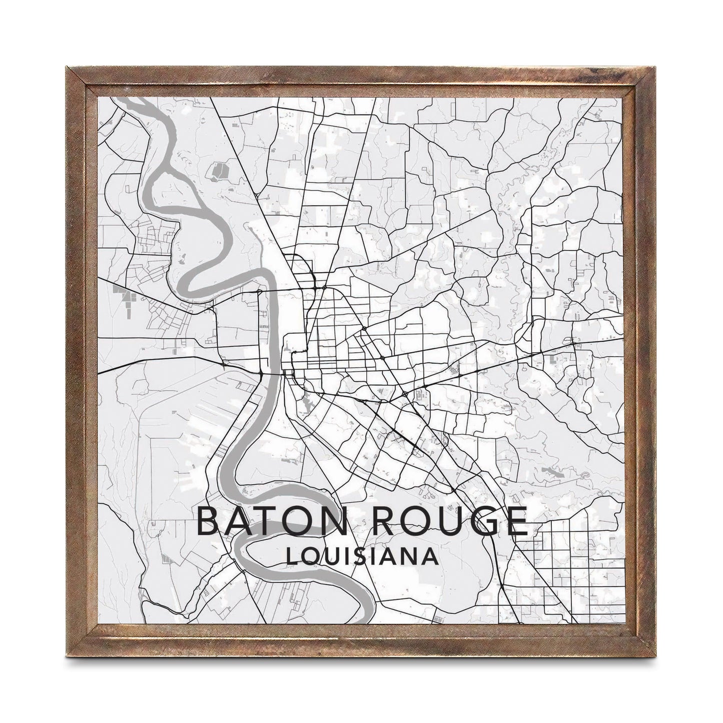 Minimalistic Baton Rouge White Map | Wood Sign | Eaches | Min 1