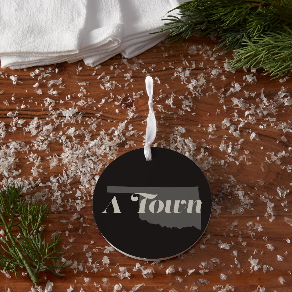 Minimalistic B&W Ardmore Ok A Town Black | Wood Ornament | Eaches | Min 6