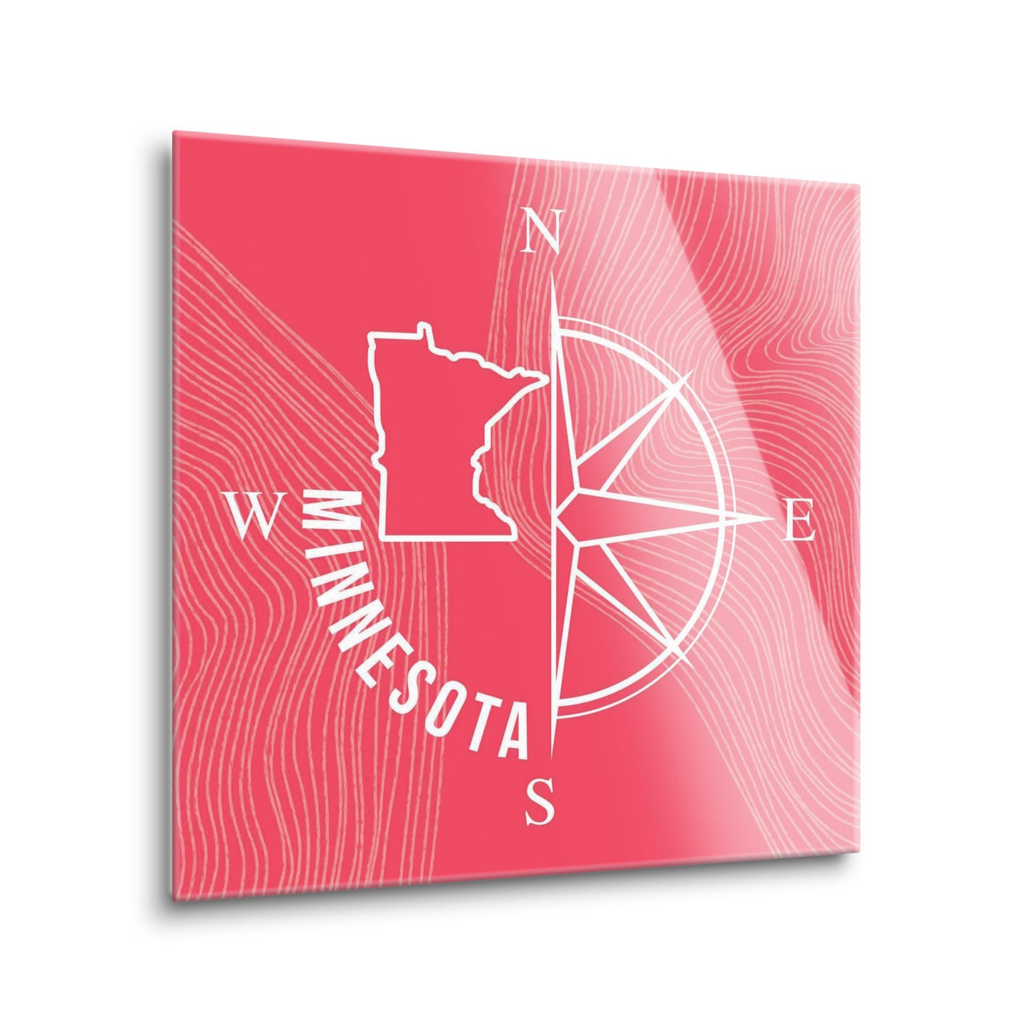 Boho Color Compass State On Pink Minnesota | Hi-Def Glass Art | Eaches | Min 2