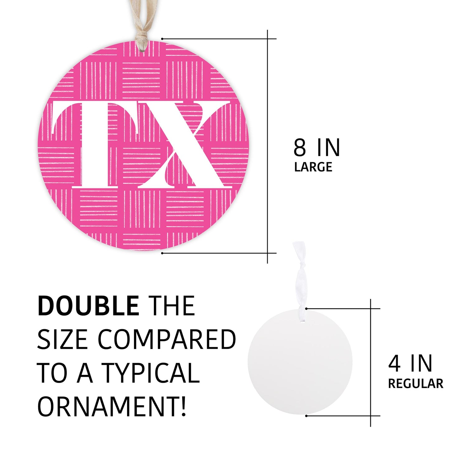 Bright Modern Abbreviated On Pink Texas | Wood Ornament | Eaches | Min 1