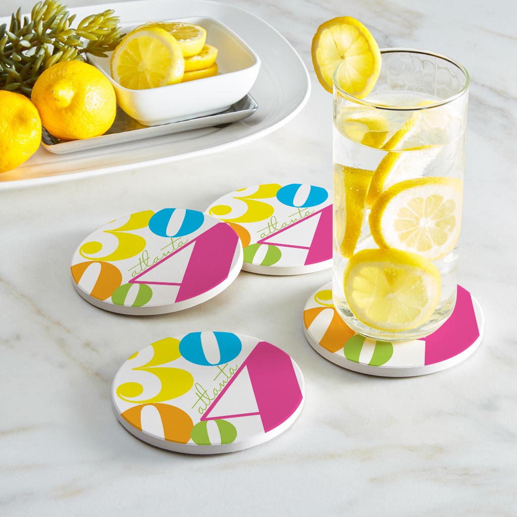 Bright Modern Color Block City Zip Georgia Atlanta | Absorbent Coasters | Set of 4 | Min 2