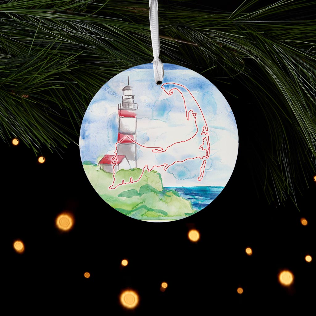 Watercolor Lighthouse | Wood Ornament | Eaches | Min 6