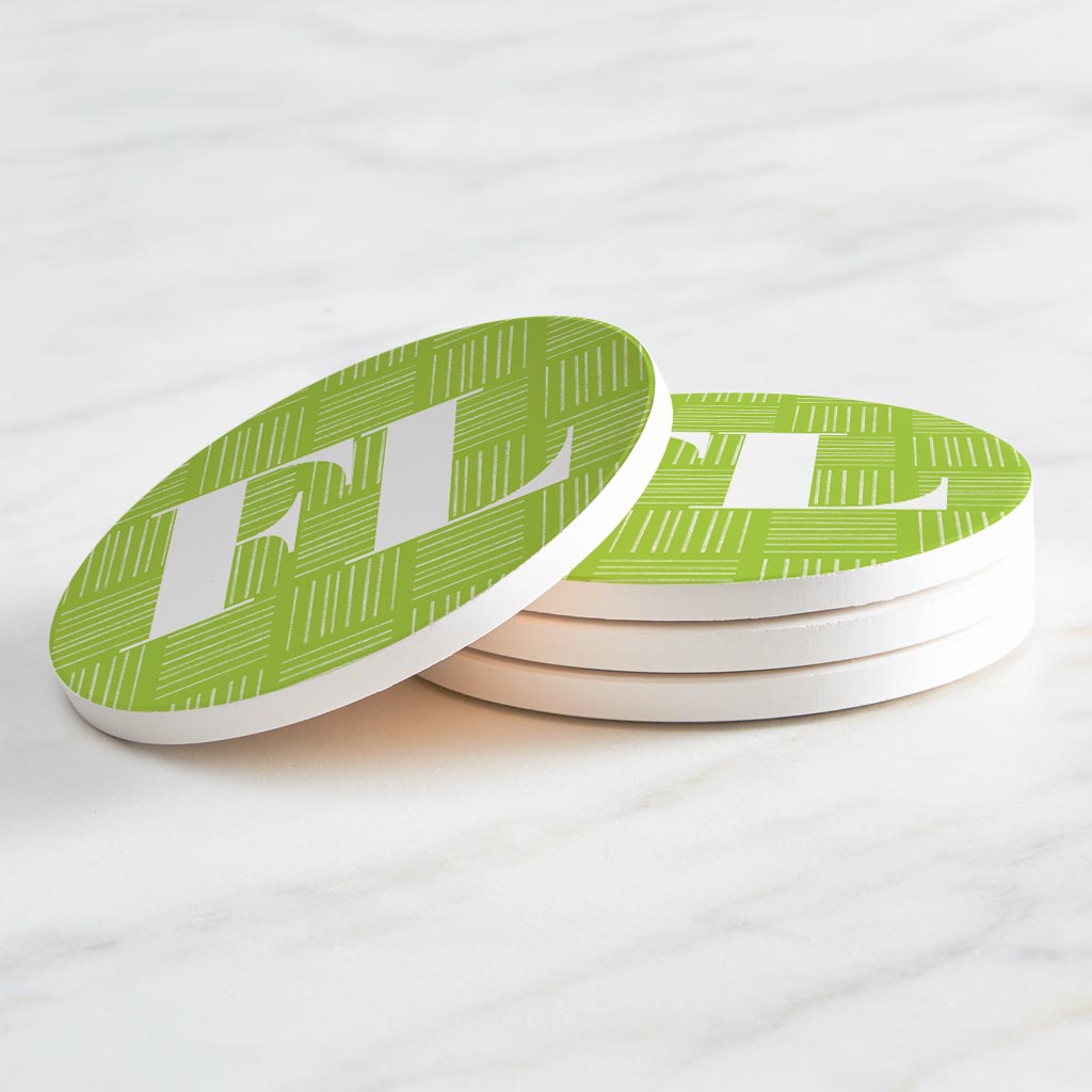 Bright Modern Abbreviated On Green Florida | Absorbent Coasters | Set of 4 | Min 2