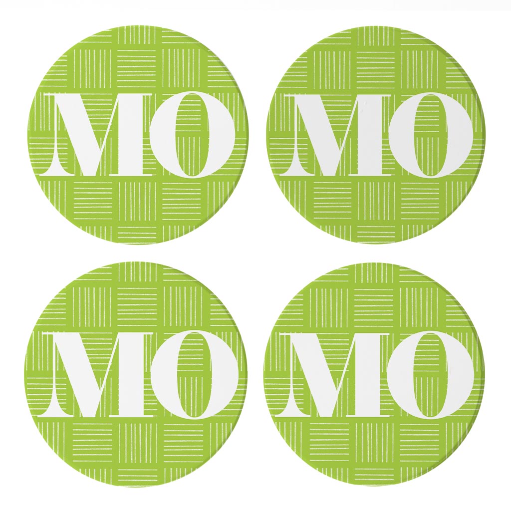 Bright Modern Abbreviated On Green Missouri | Absorbent Coasters | Set of 4 | Min 2