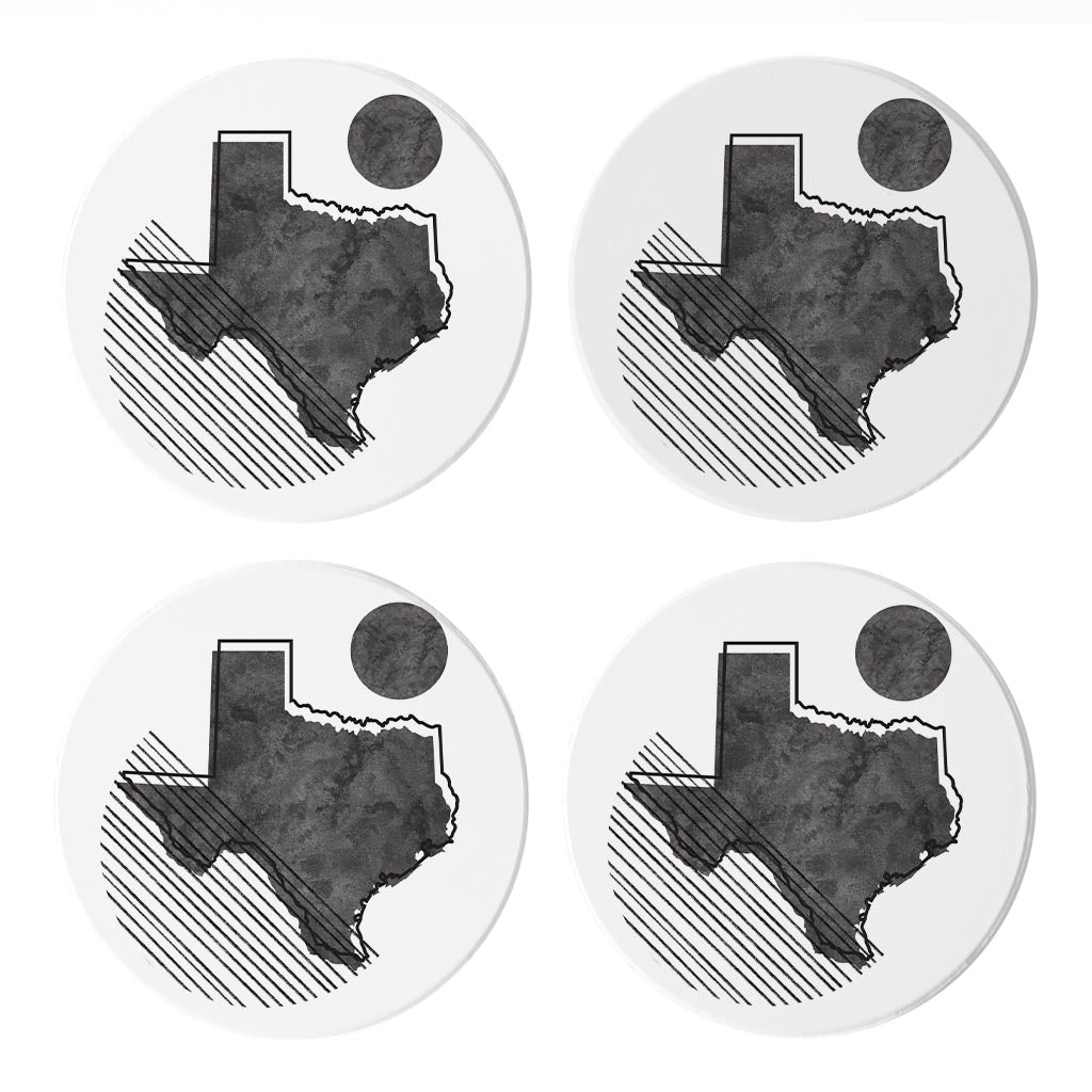 Black And White Geometric On White Texas | Absorbent Coasters | Set of 4 | Min 2