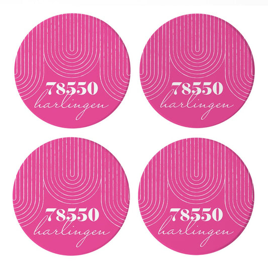 Bright Modern City Zip On Pink Texas Harlingen | Absorbent Coasters | Set of 4 | Min 2