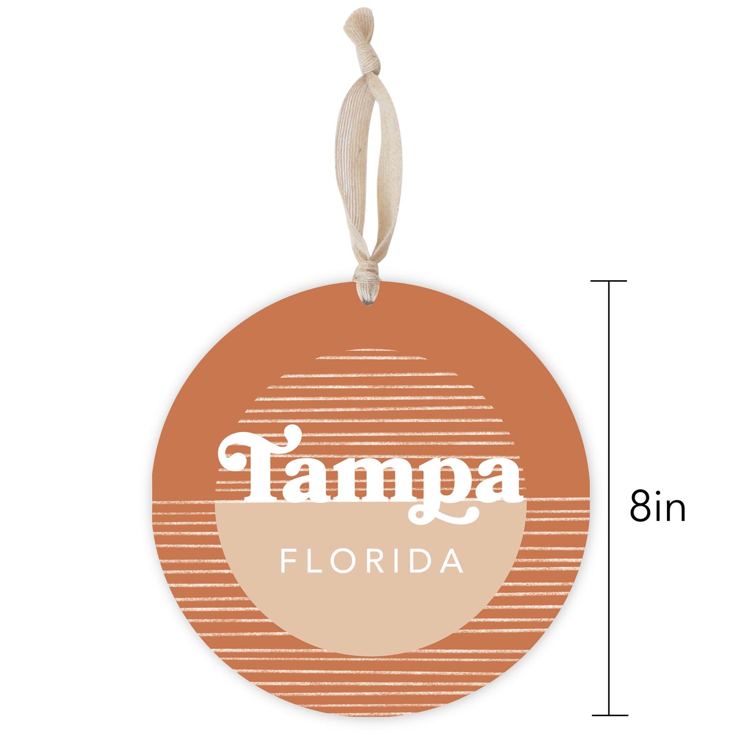 Vintage Groove Half Circle Lines Florida Tampa | Wood Ornament | Eaches | Min 1