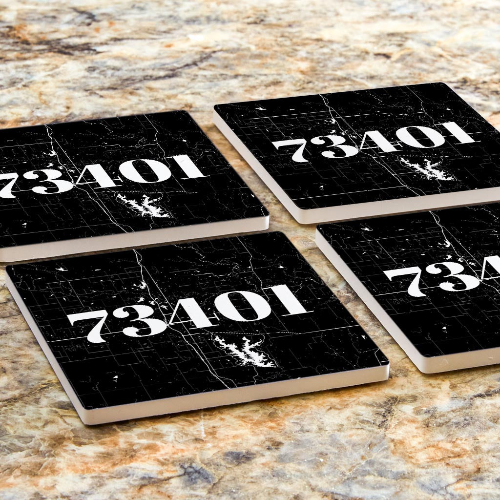 Minimalistic B&W Ardmore Ok 73401 Map | Absorbent Coasters | Set of 4 | Min 2