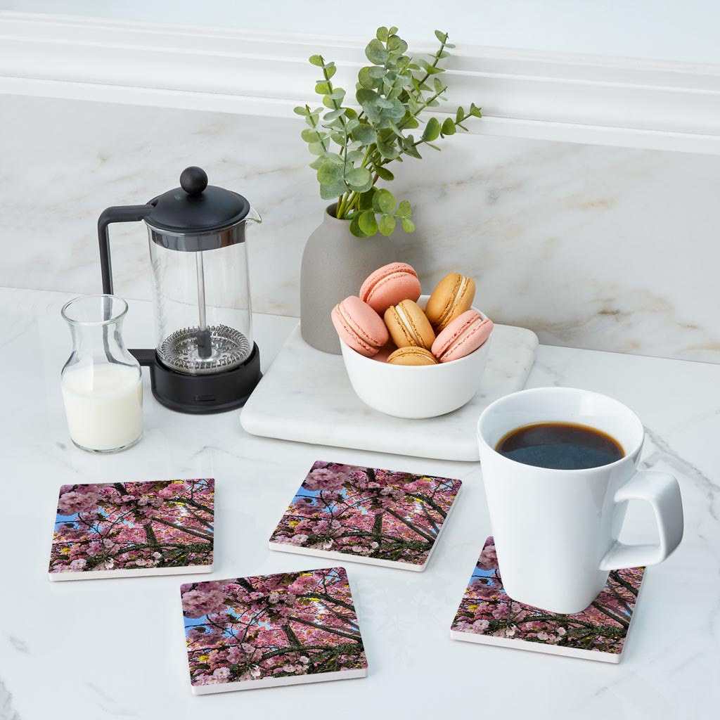 Monokian Cherry Blossoms | Absorbent Coasters | Set of 4 | Min 2