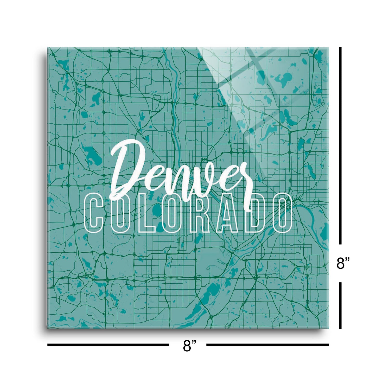 Boho Color Blue Map Colorado Denver | Hi-Def Glass Art | Eaches | Min 2