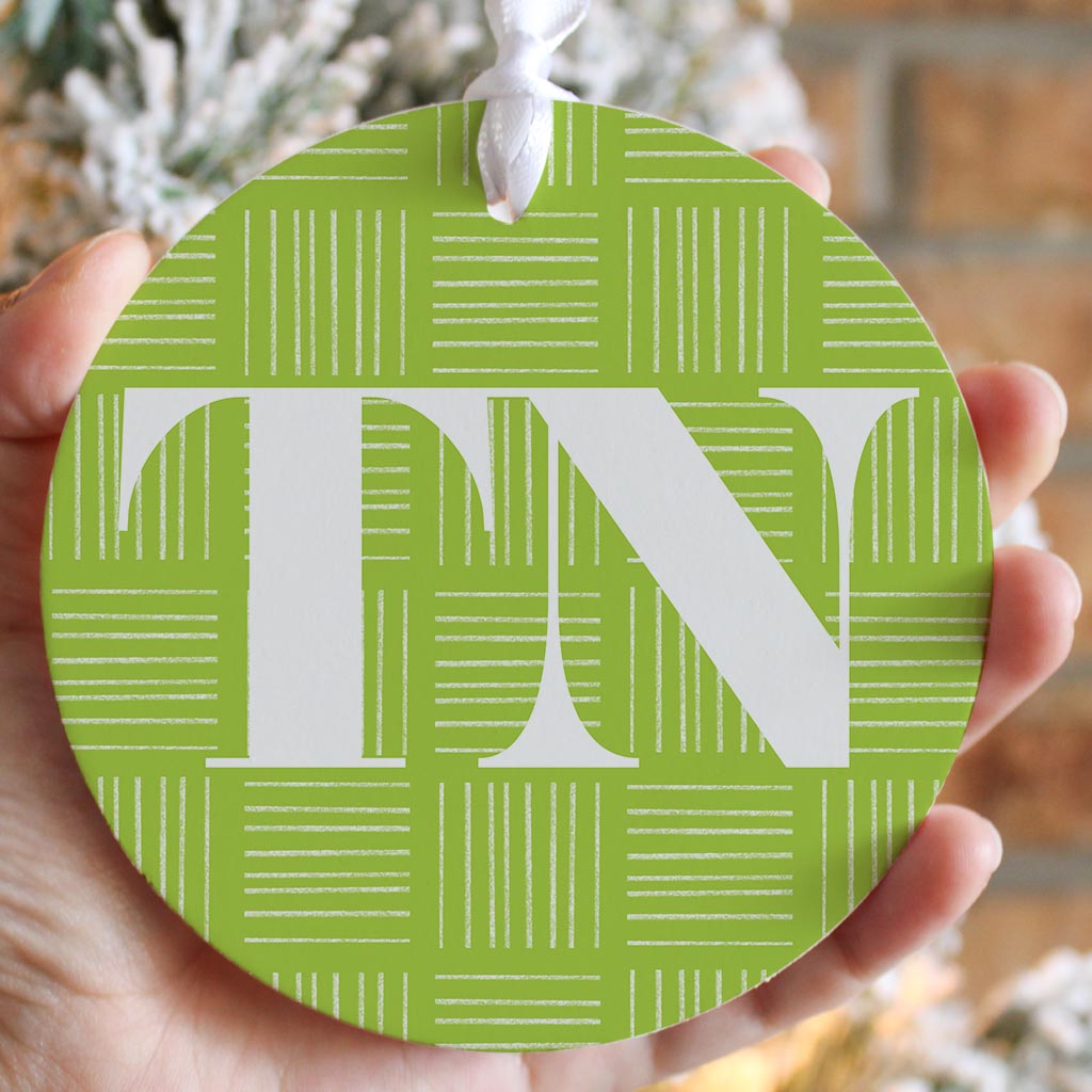 Bright Modern Abbreviated On Green Tennessee| Wood Ornament | Eaches | Min 6