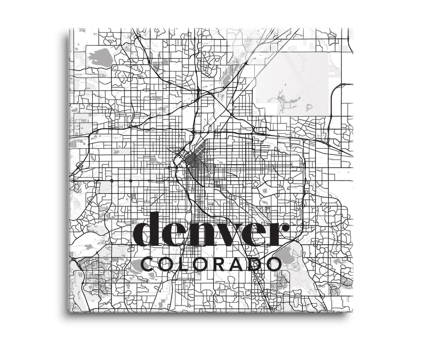 Black And White White Map Colorado Denver | Hi-Def Glass Art | Eaches | Min 2