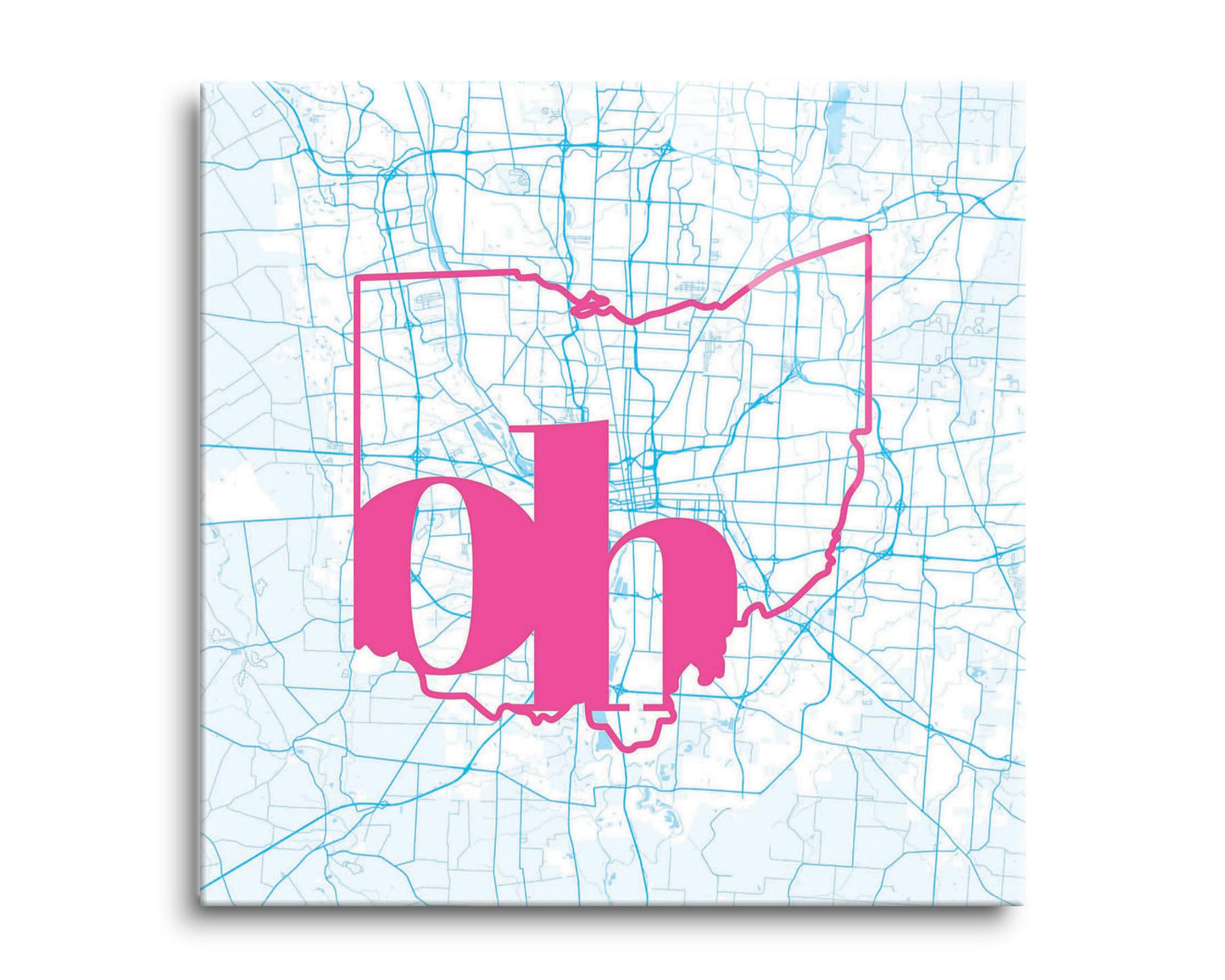 Bright Modern Abbreviated State Map Blue Ohio Columbus| Hi-Def Glass Art | Eaches | Min 2