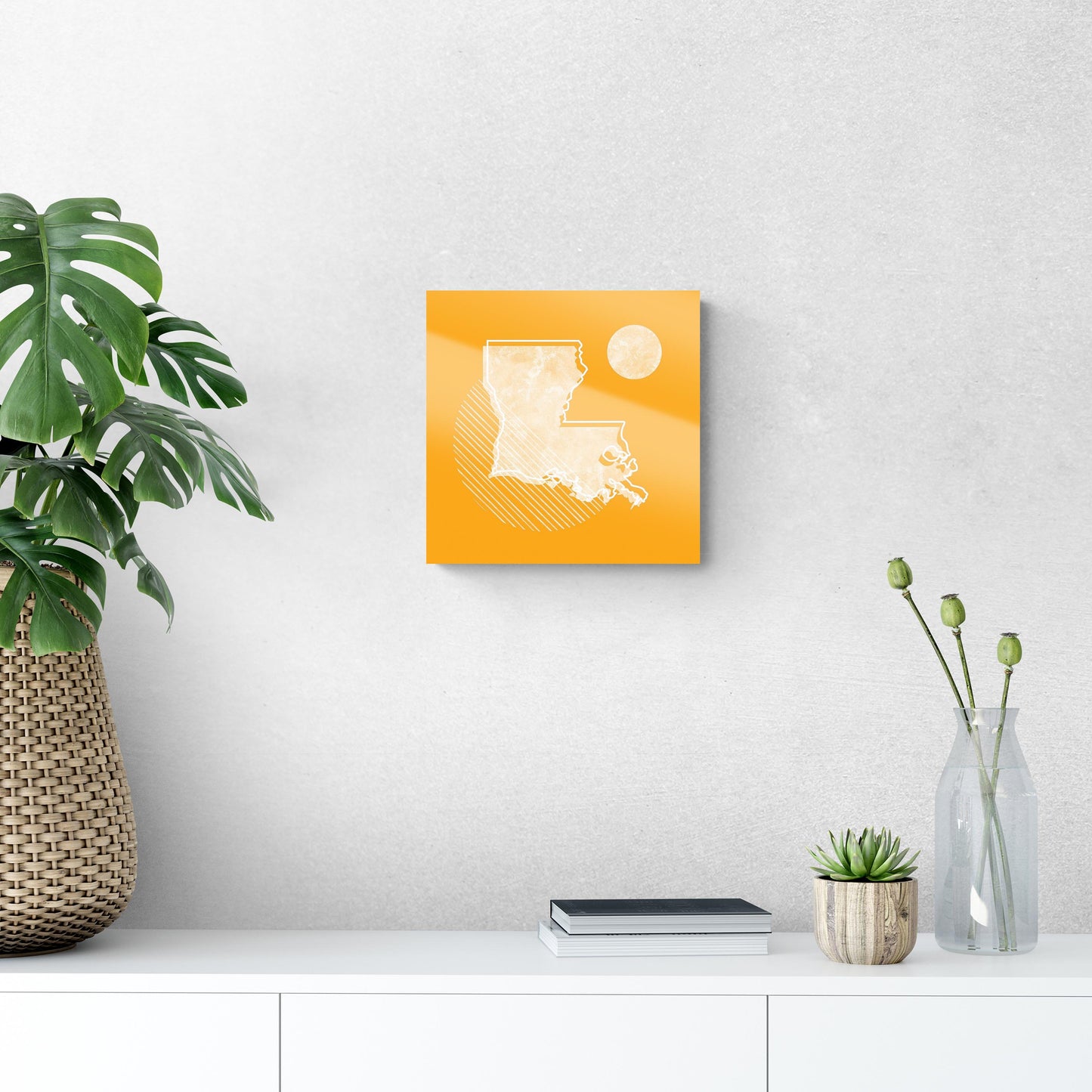 Bright Modern Geometric On Orange Louisiana | Hi-Def Glass Art | Eaches | Min 1