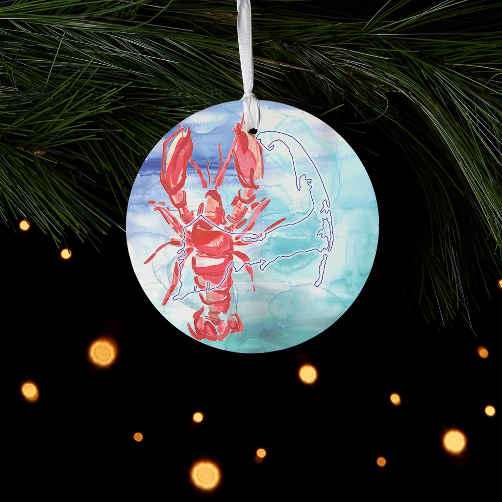 Watercolor Lobster | Wood Ornament | Eaches | Min 6