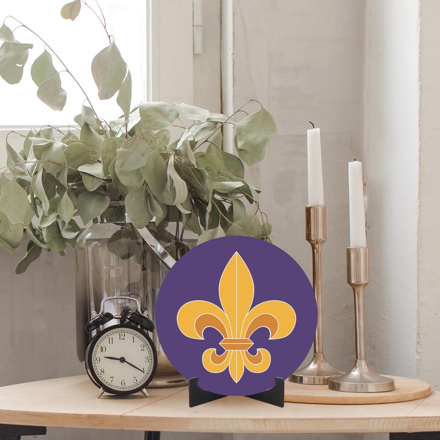 Purple Gold Louisiana Fleur De Lis | Wood Sign | Eaches | Min 1