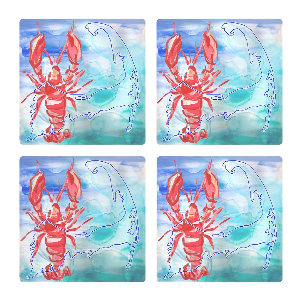 Watercolor Lobster| Absorbent Coasters | Set of 4 | Min 2