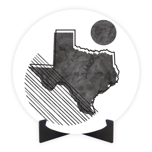 Black And White Geometric On White Texas | Wood Sign | Eaches | Min 1