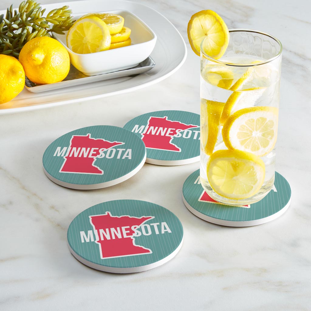 Boho Color State On Blue Minnesota | Absorbent Coasters | Set of 4 | Min 2