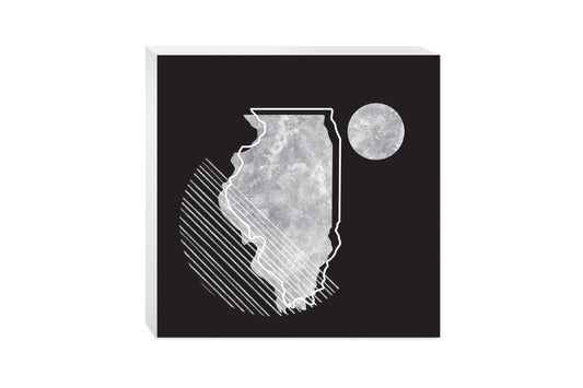 Black And White Geometric On Black Illinois | Wood Block | Eaches | Min 2