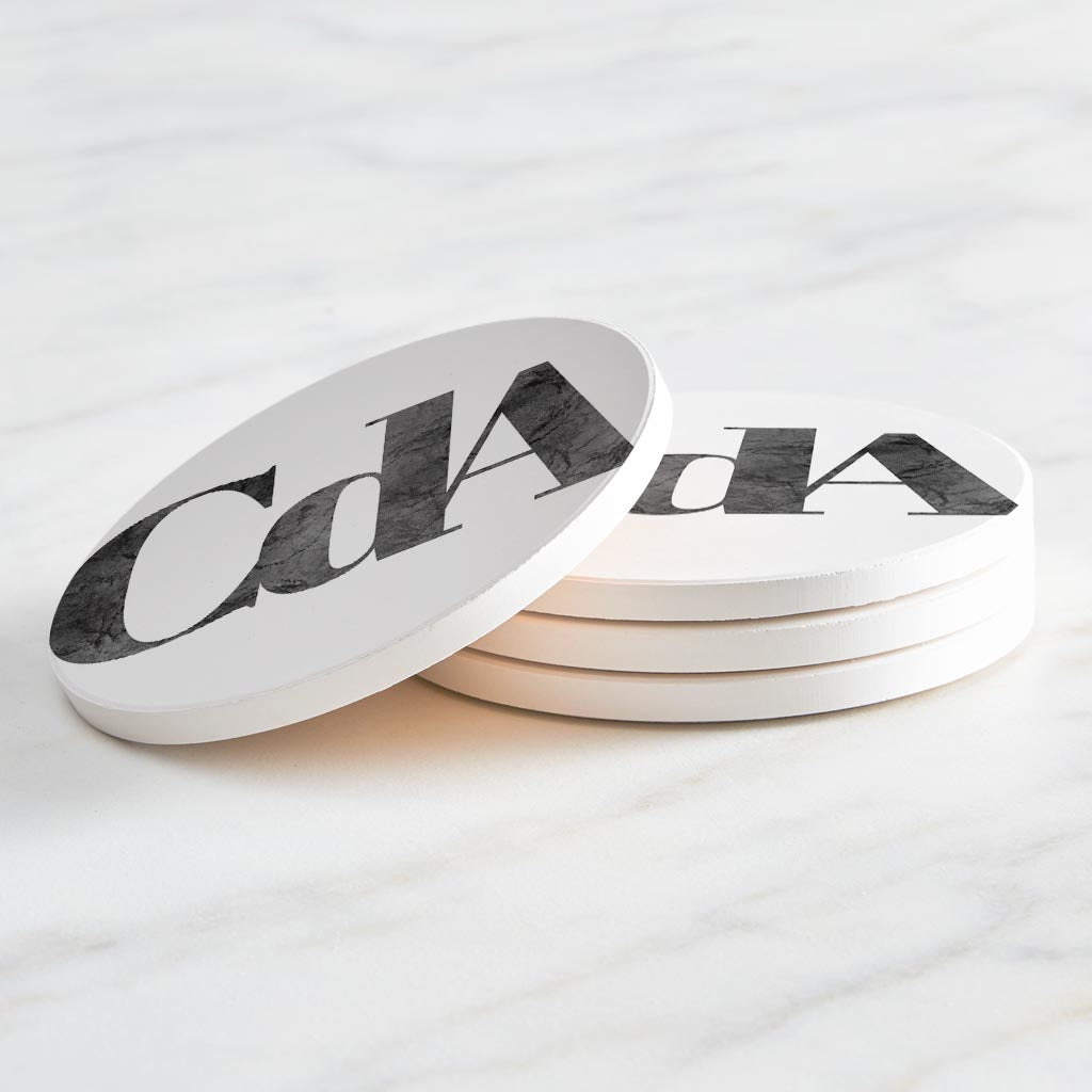 Minimalist B&W Idaho Cda White Initials| Absorbent Coasters | Set of 4 | Min 2