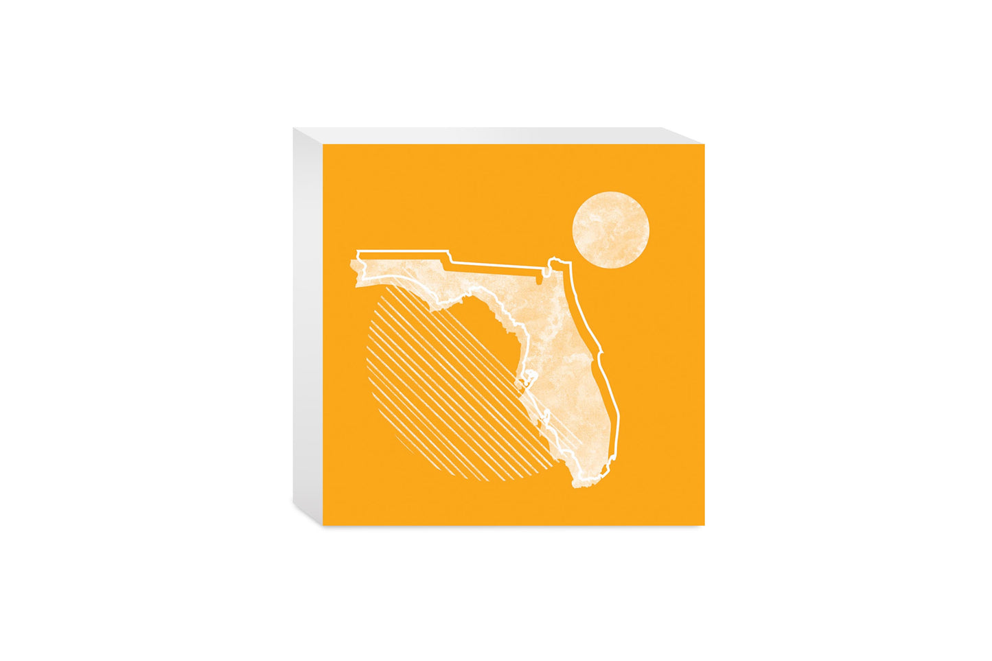 Bright Modern Geometric On Orange Florida | Wood Block | Eaches | Min 4