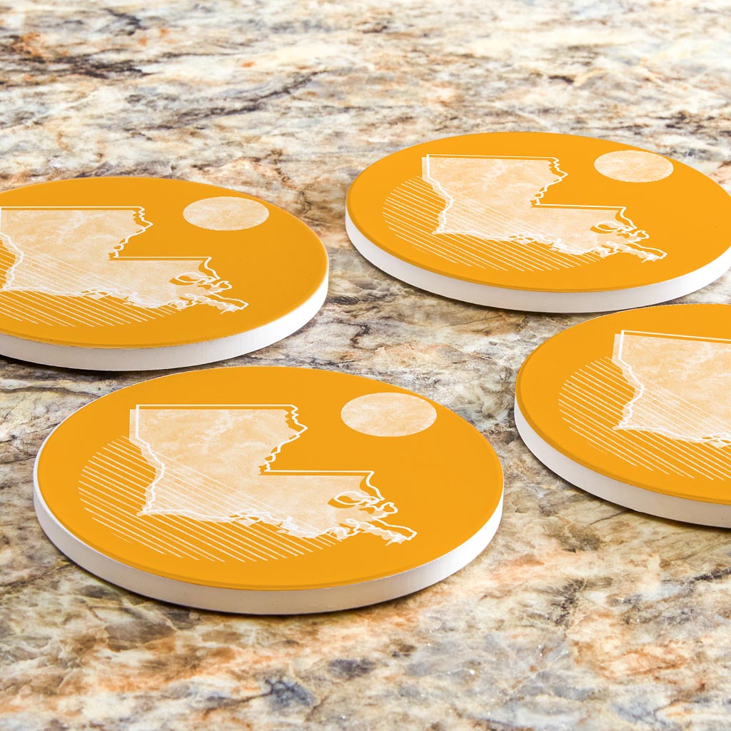 Bright Modern Geometric On Orange Louisiana| Absorbent Coasters | Set of 4 | Min 2