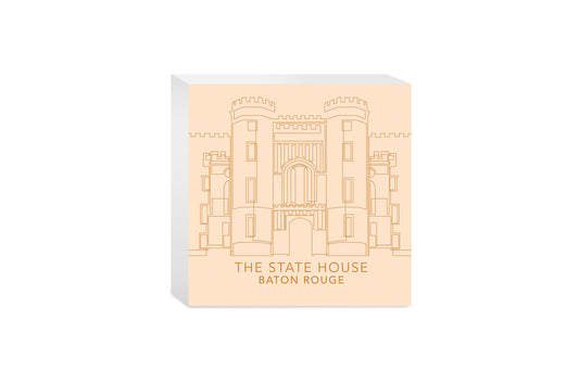 Minimalistic Baton Rouge State House Colorful| Wood Block | Eaches | Min 4