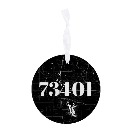 Minimalistic B&W Ardmore Ok 73401 Map| Wood Ornament | Eaches | Min 6