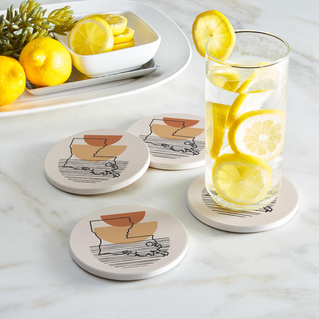 Vintage Groove Shape Stack Louisiana | Absorbent Coasters | Set of 4 | Min 2