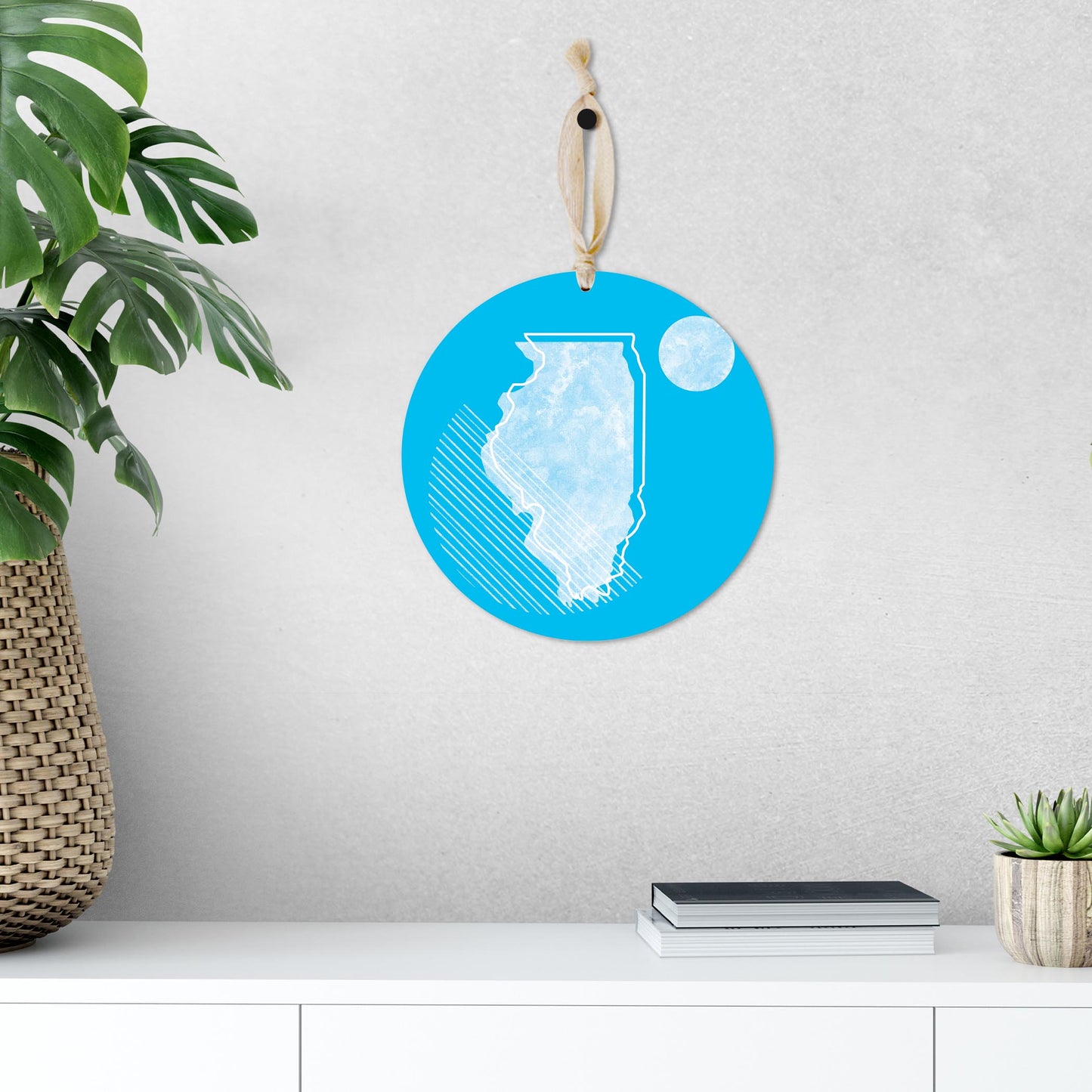 Bright Modern Geometric On Blue Georgia | Wood Ornament | Eaches | Min 1