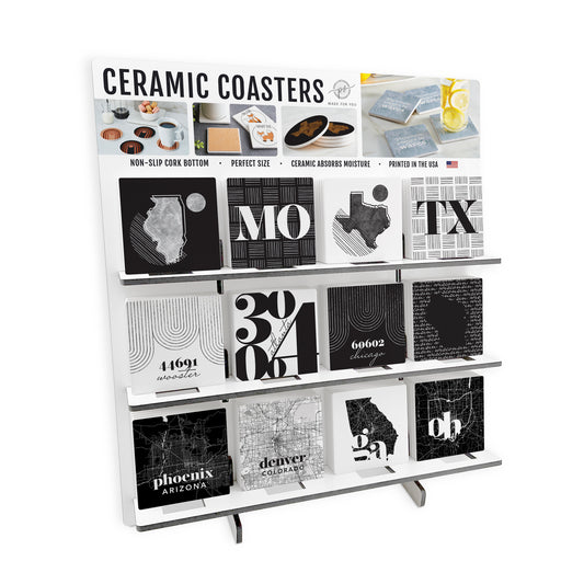 Black and White Mixed Square Coaster Loaded Display | 18.5x20