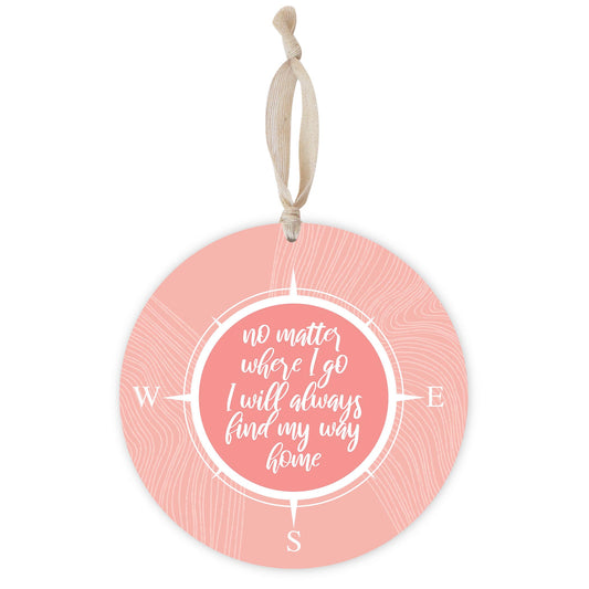 Boho Color Compass On Pink Quote | Wood Ornament | Eaches | Min 1