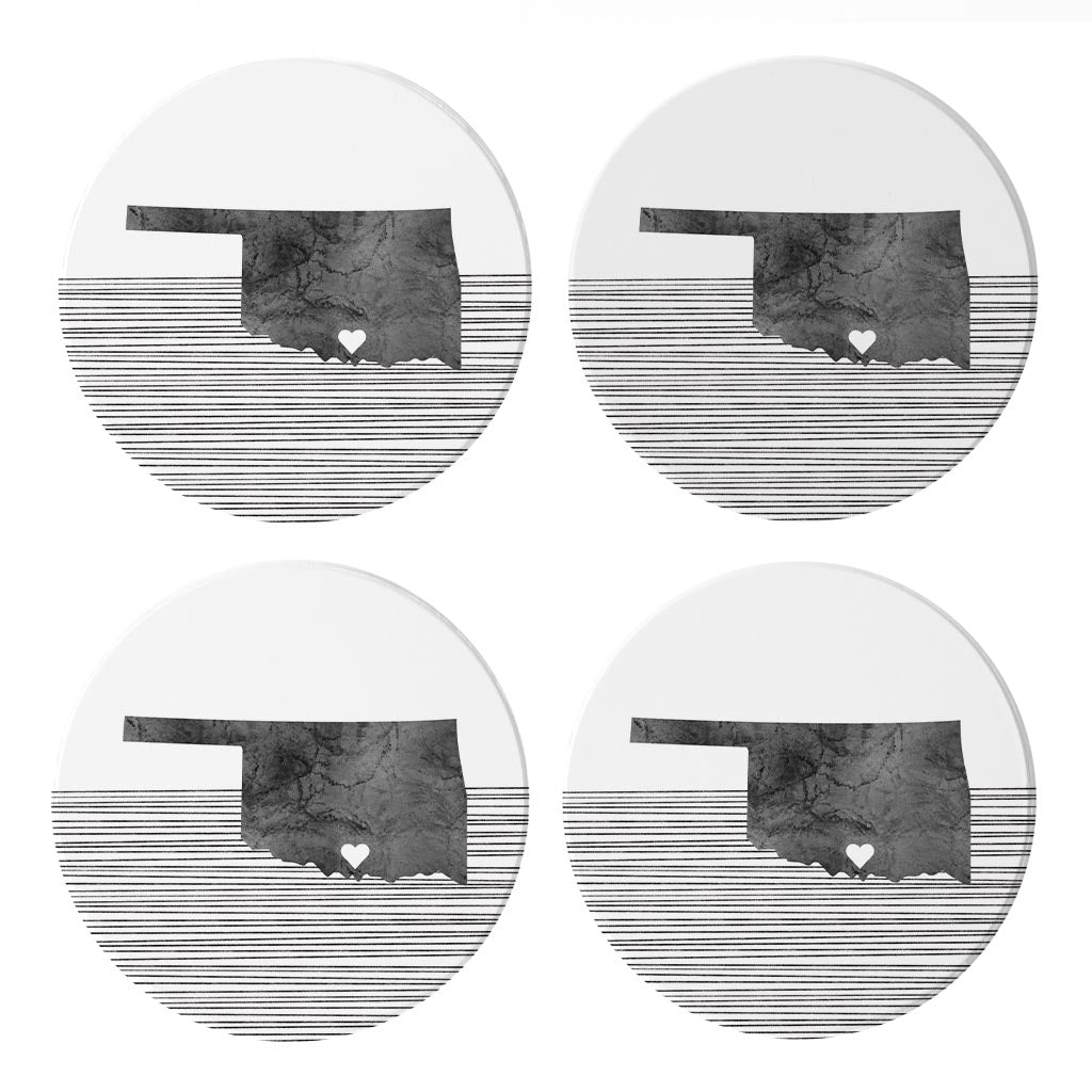 Minimalistic B&W Ardmore Ok Heart Straight State | Absorbent Coasters | Set of 4 | Min 2