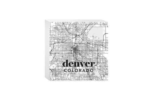 Black And White White Map Colorado Denver | Wood Block | Eaches | Min 4